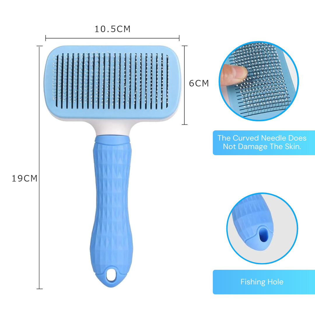 Self Clean Rectangular Brush for Shedding,Grooming & Cleaning Thin Slicker Brush for Dogs & Cats