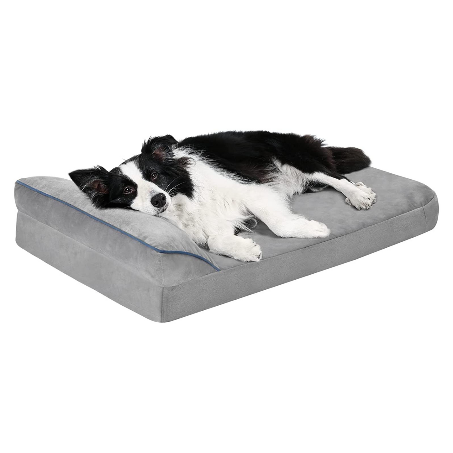 Soft and Cozy Holland Velvet Dog Bed with Side Pillow Attached