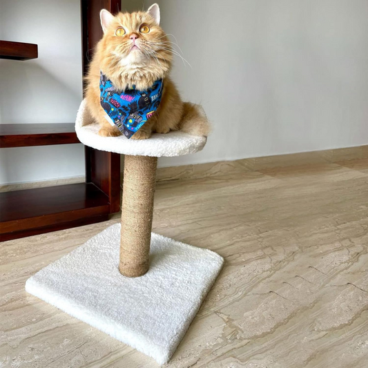 furrlovers Soft Fur Cat Scratching Post Activity Tree with Sisal Rope (White)