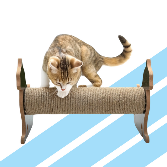 FURRLOVERS Cat Shaped Scratching Post with Natural Rope, Wooden Base Design, Wall-Mounted Horizontal and Vertical Options (15x9.5 inch) (Furr-Cat-Shaped_ Scratcher)