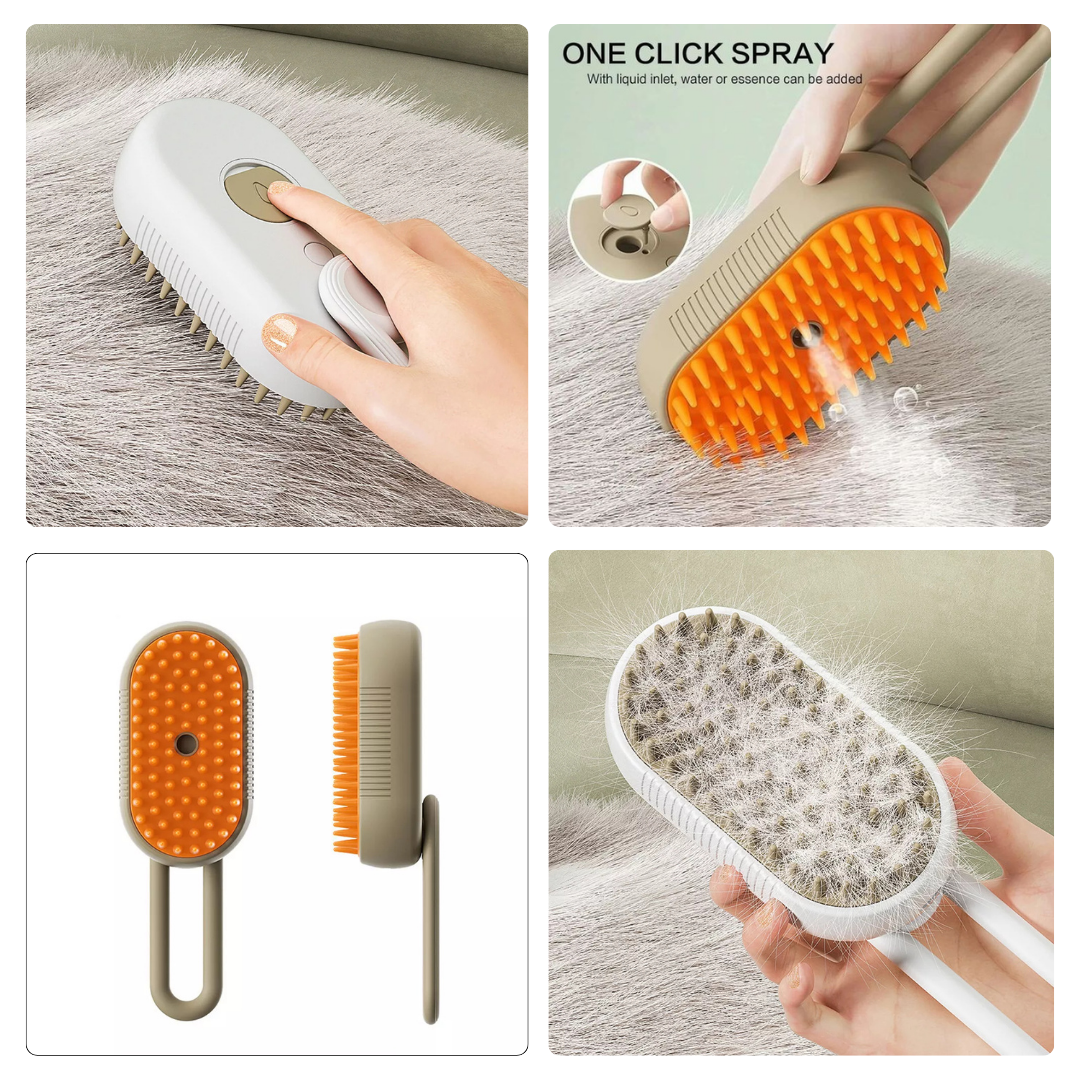 3 In1 Multifunctional Silicone Steam Brush For Hair Removal ,Cleaning ,Massage Comb For Shedding Dogs and Cats