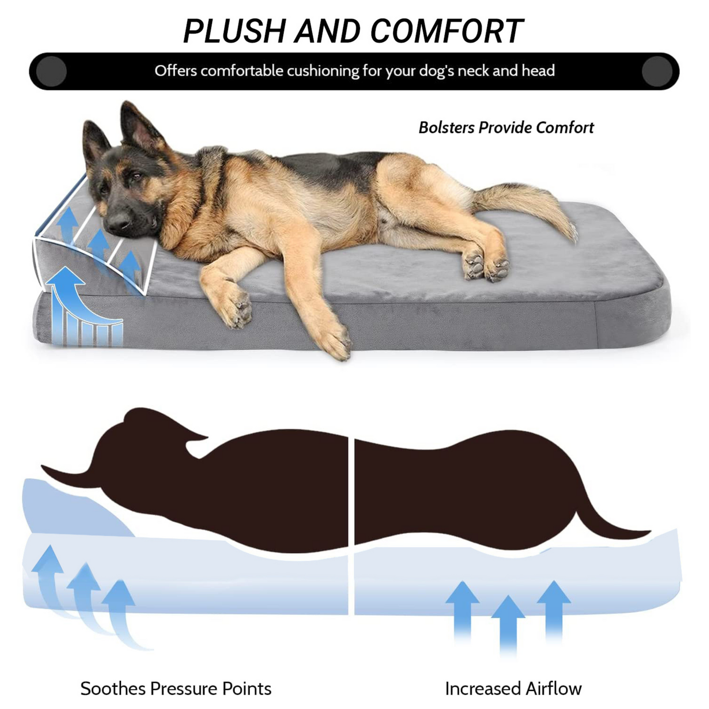 Soft and Cozy Holland Velvet Dog Bed with Side Pillow Attached