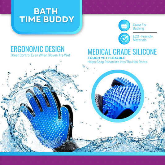 Pet Grooming Deshedding & Massaging Glove for Dogs & Cats, Gentle Hair Removal with Breathable Mesh