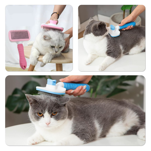 Self Clean Rectangular Brush for Shedding,Grooming & Cleaning Thin Slicker Brush for Dogs & Cats
