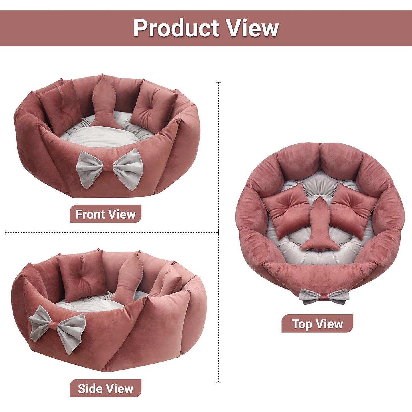 Premium Velvet Dog Cat Pet Bed With Soft, Reversible Cushion, Washable And Anti-Skid Base