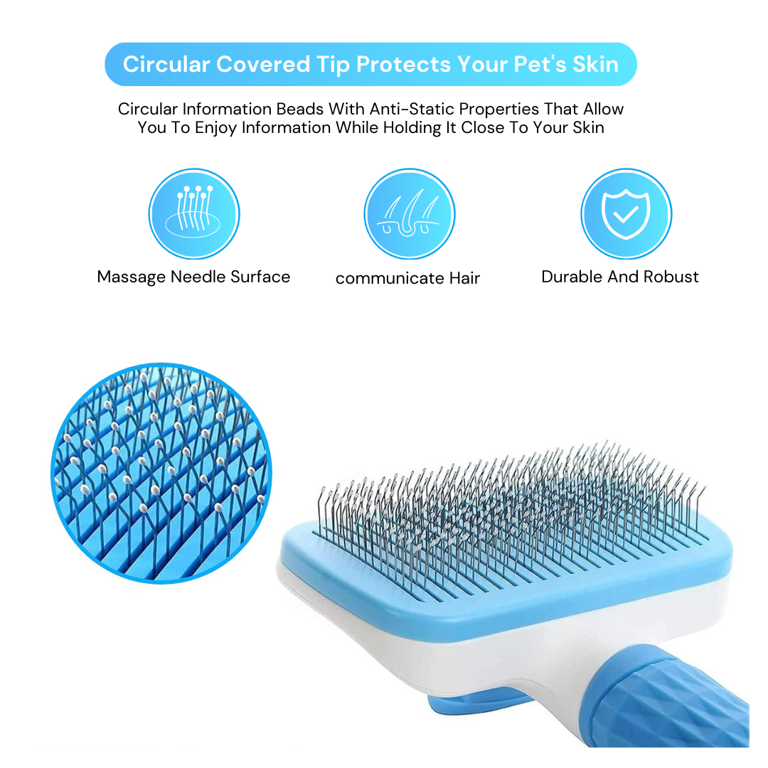 Self Clean Rectangular Brush for Shedding,Grooming & Cleaning Thin Slicker Brush for Dogs & Cats