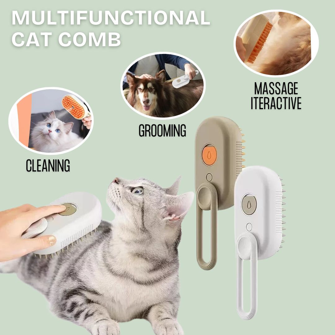 3 In1 Multifunctional Silicone Steam Brush For Hair Removal ,Cleaning ,Massage Comb For Shedding Dogs and Cats