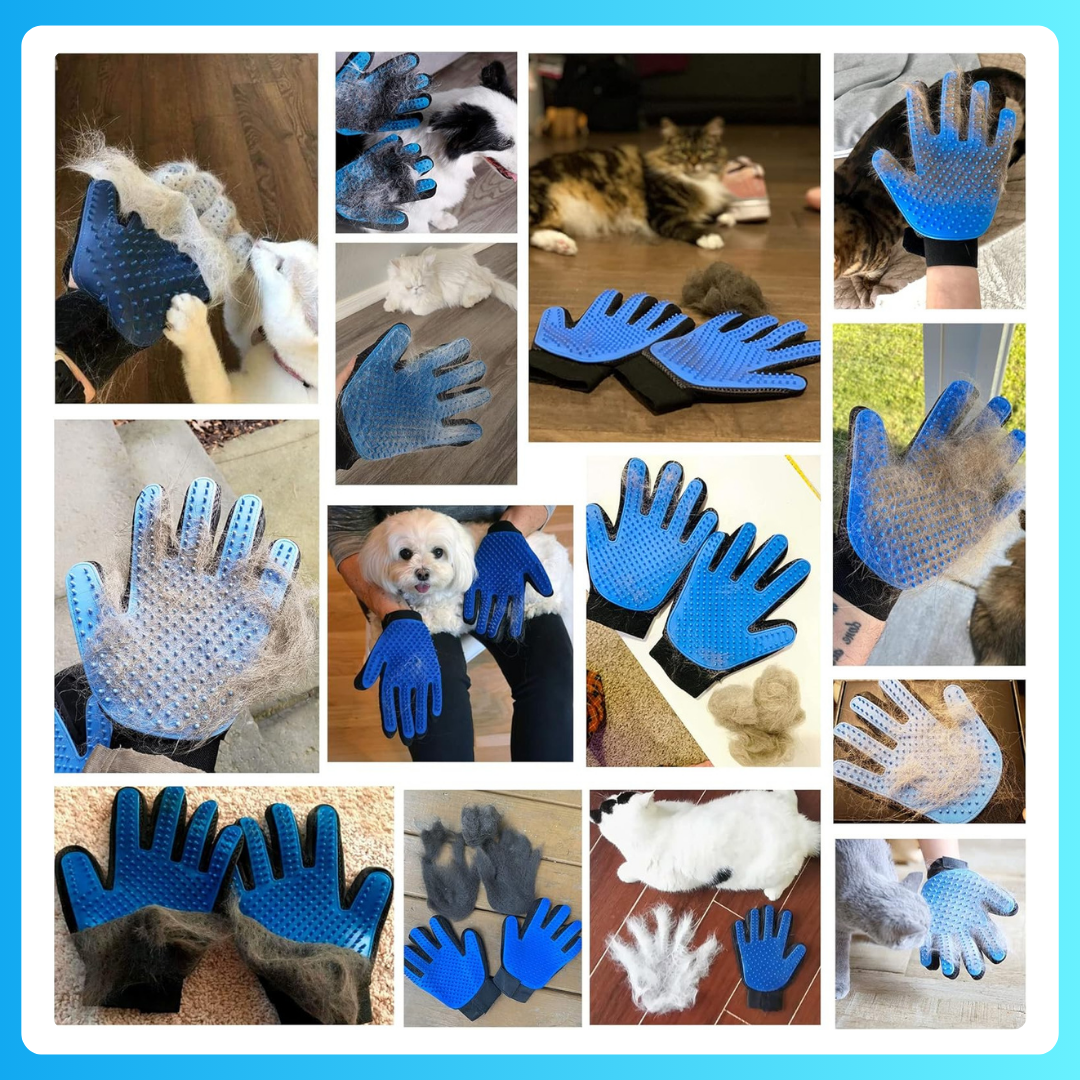 Pet Grooming Deshedding & Massaging Glove for Dogs & Cats, Gentle Hair Removal with Breathable Mesh