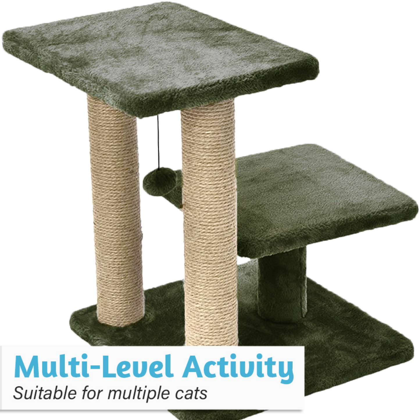 Cozy Cat Tree with Scratching Posts, Platforms and Dangling Toy