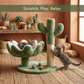 FURRLOVERS Cactus Cat Tree with Scratching Post, Green, 20 Inch Height, Plush Bed, Sisal Rope, 16x19 Inch Base (FURR-003-CACTUS)