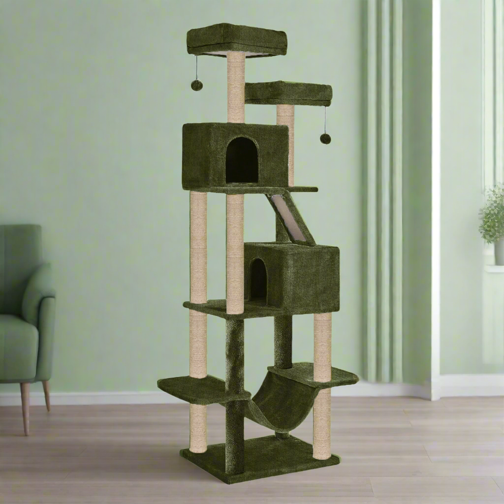 Multistory Kitten Large Fur Fabric Cat Tree WITH Scratching Posts