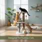 FURRLOVER Cat Tree Tower with Scratching Posts, Grey, 3-Tier Multi-Level, Plush Platforms, Natural Rope Posts, Hanging Toys, 34 Inch Height (FURR-10)