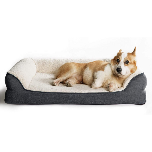Luxe Orthopedic Jute & Sherpa Dog Bed