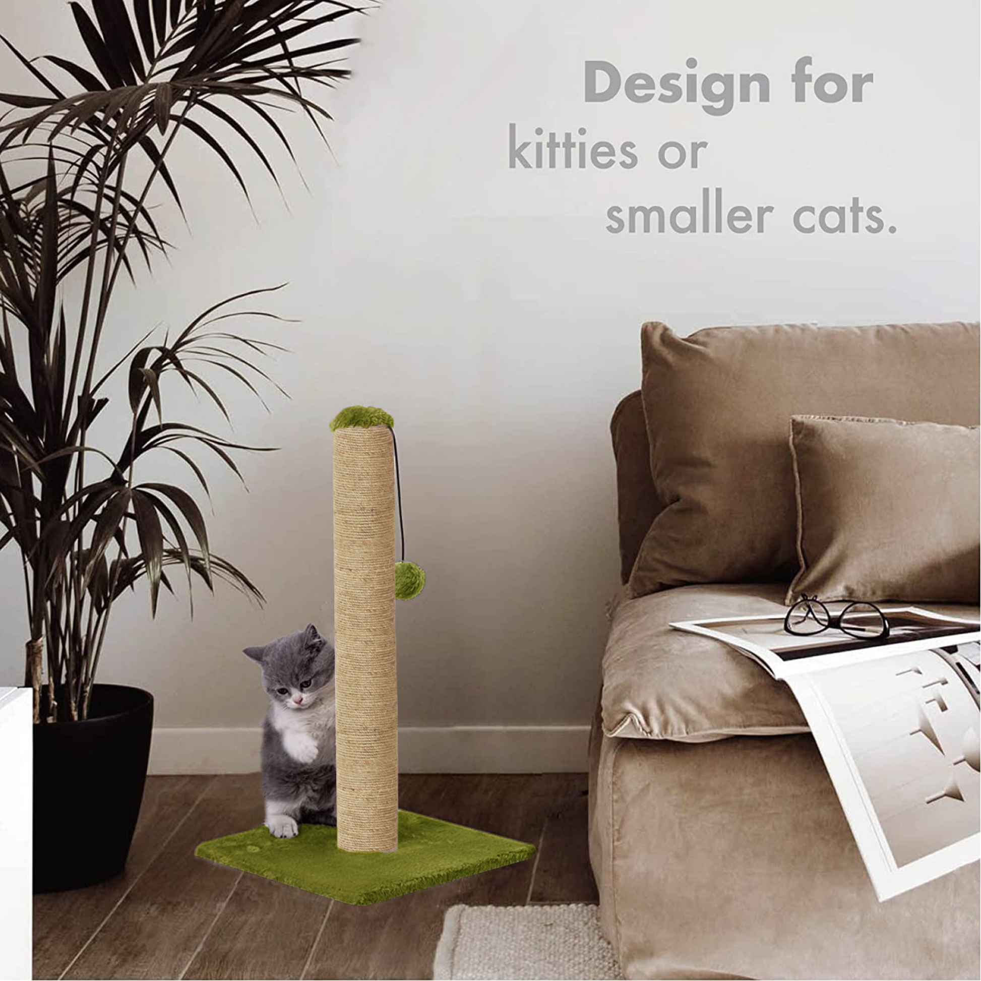 green Scratching Post Cat Kitten Tree | Dangling Ball | for cats