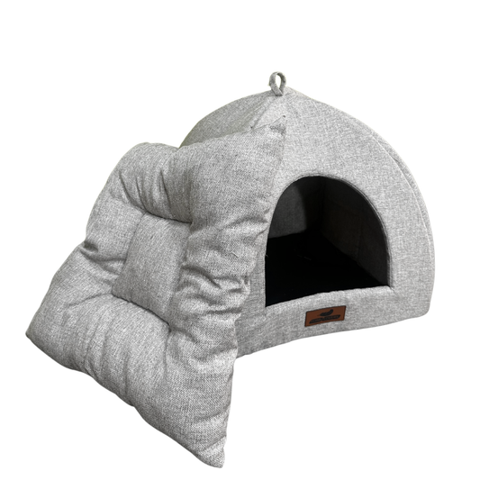 Luxury Grey Jute Hut for Your Pet  Includes a soft, removable cushion