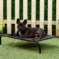 Black Elevated Raised Cooling Cots Bed for Dogs, Cats Portable Indoor & Outdoor Pet Hammock with Skid-Resistant Feet, Frame with Breathable Canvas Cloth.