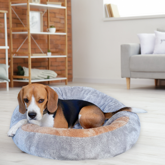 Luxurious Furr Fabric Round Cave Shape Dog Cat Pet Bed - Comfortable,Washable, Soft and Cozy for All Types of Breed Dogs and Cats