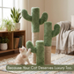 FURRLOVERS Cactus Cat Scratching Post, Green Plush, Cotton Rope, 25 Inch Height, Interactive Climbing Tower (FURR-002-CACTUS)