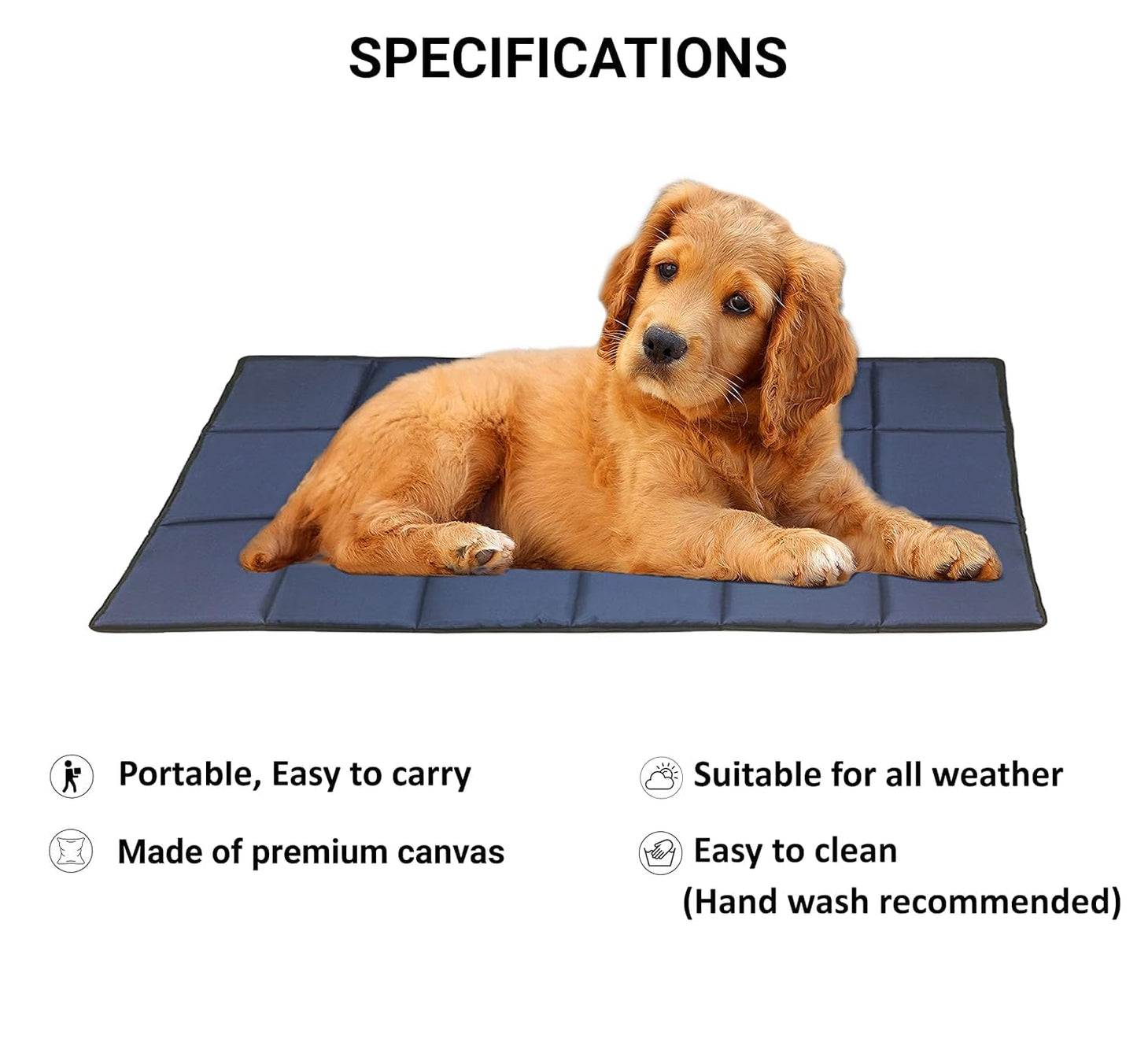 Blue Waterproof Dog Bed Mat, Comfort Pad for Indoor & Outdoor