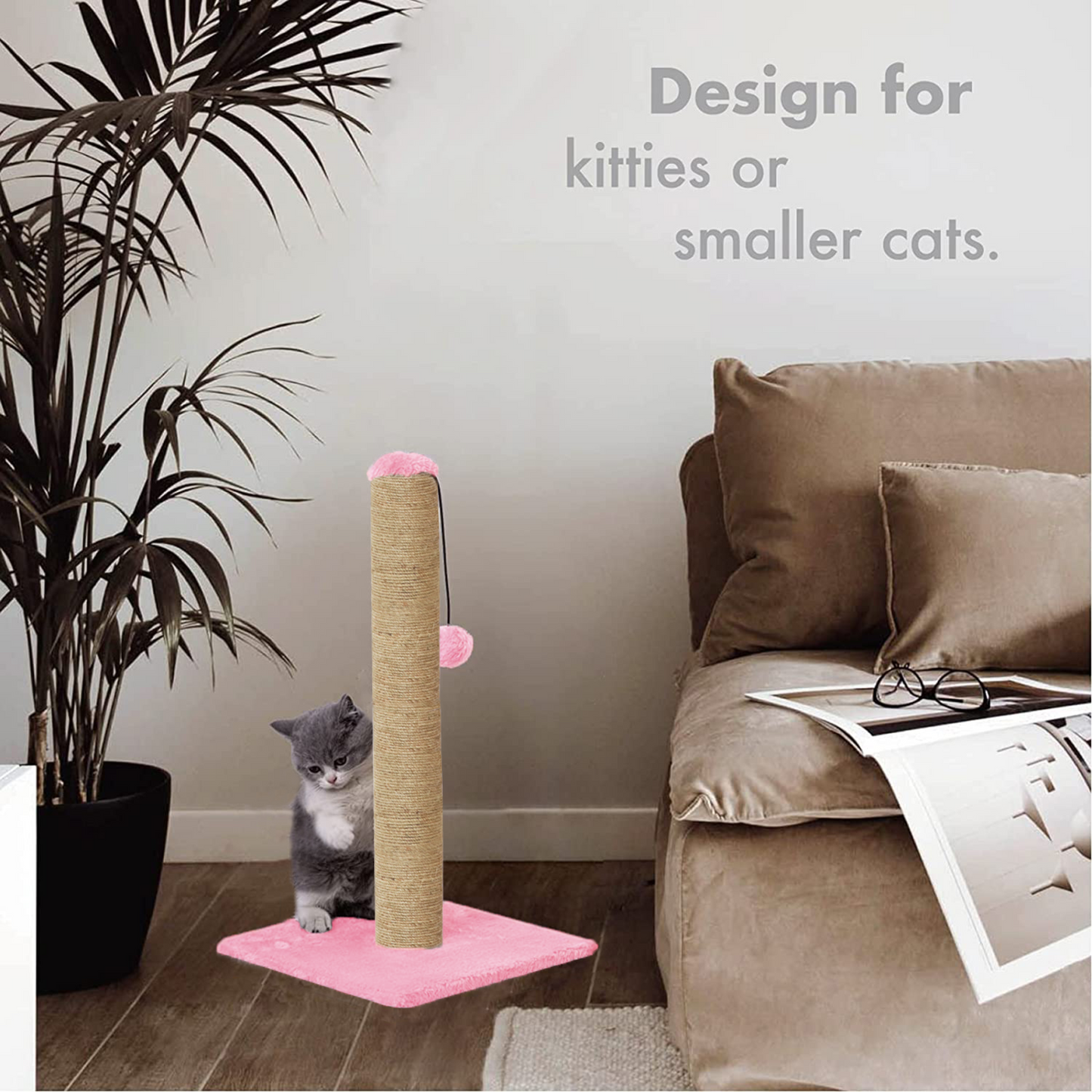 pink Scratching Post Cat Kitten Tree