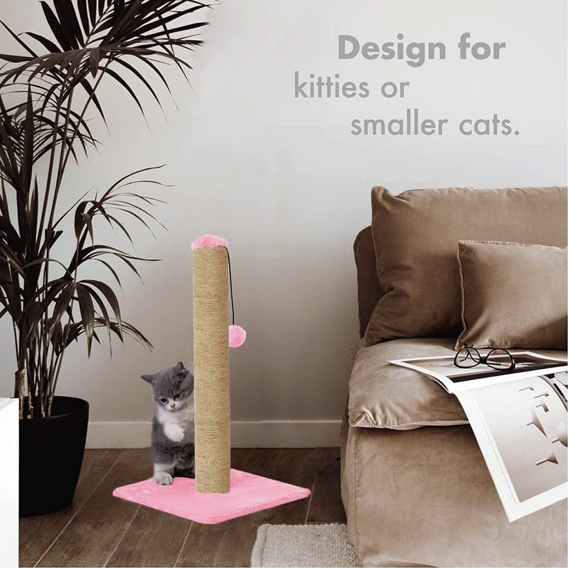 pink Scratching Post Cat Kitten Tree