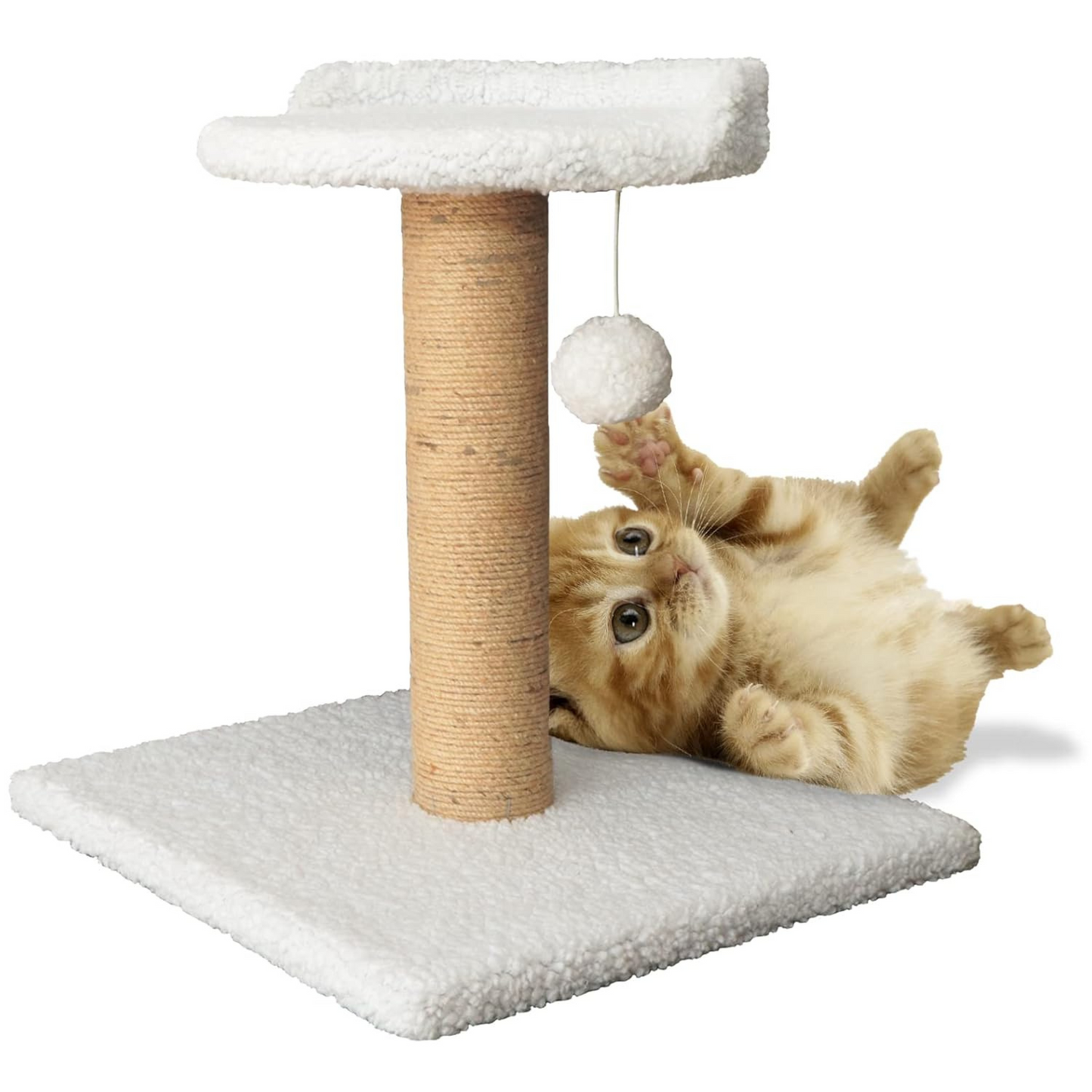 furrlovers Soft Fur Cat Scratching Post Activity Tree with Sisal Rope (White)
