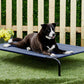 Blue Elevated Raised Cooling Cots Bed for Dogs, Cats Portable Indoor & Outdoor Pet Hammock with Skid-Resistant Feet, Frame with Breathable Canvas Cloth.