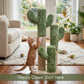 FURRLOVERS Cactus Cat Scratching Post, Green Plush, Cotton Rope, 25 Inch Height, Interactive Climbing Tower (FURR-002-CACTUS)