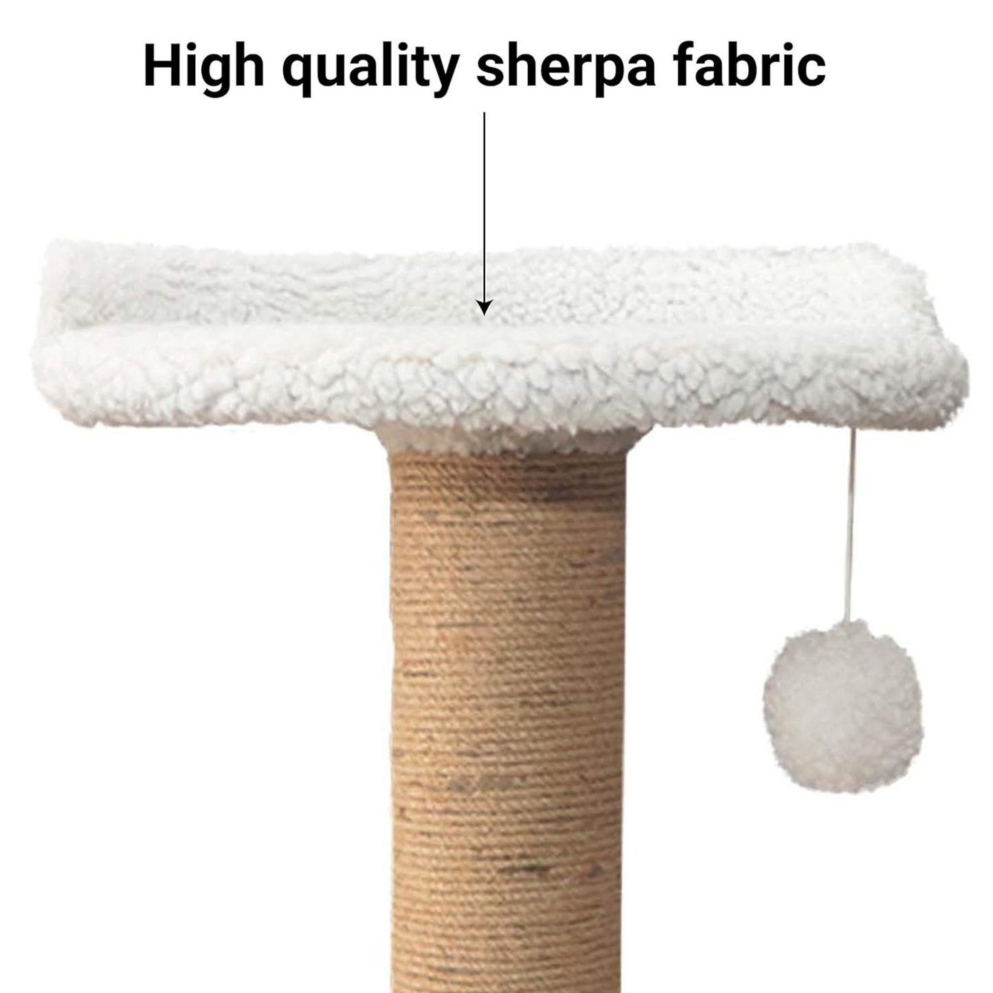 furrlovers Soft Fur Cat Scratching Post Activity Tree with Sisal Rope (White)