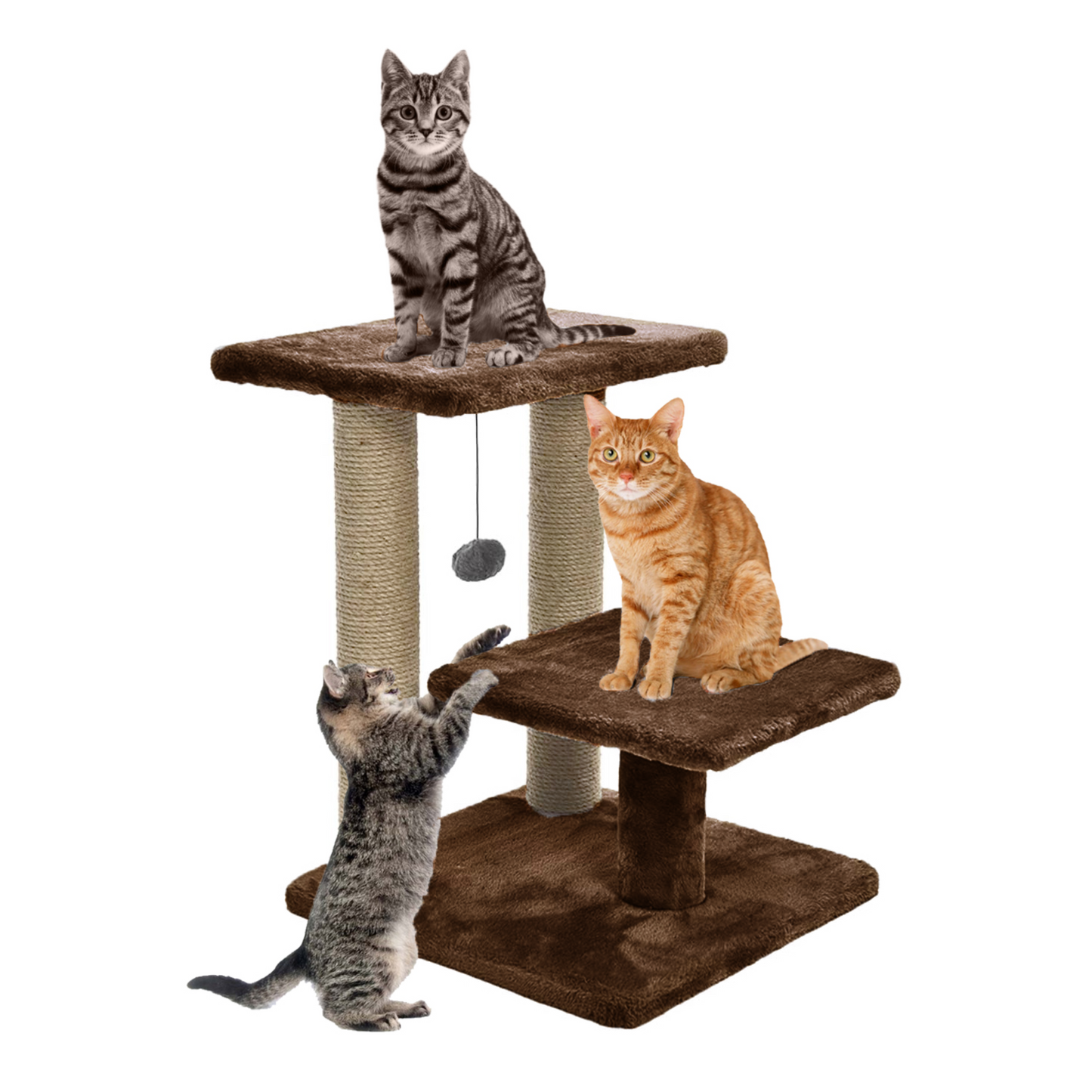 Cozy Cat Tree with Scratching Posts, Platforms and Dangling Toy