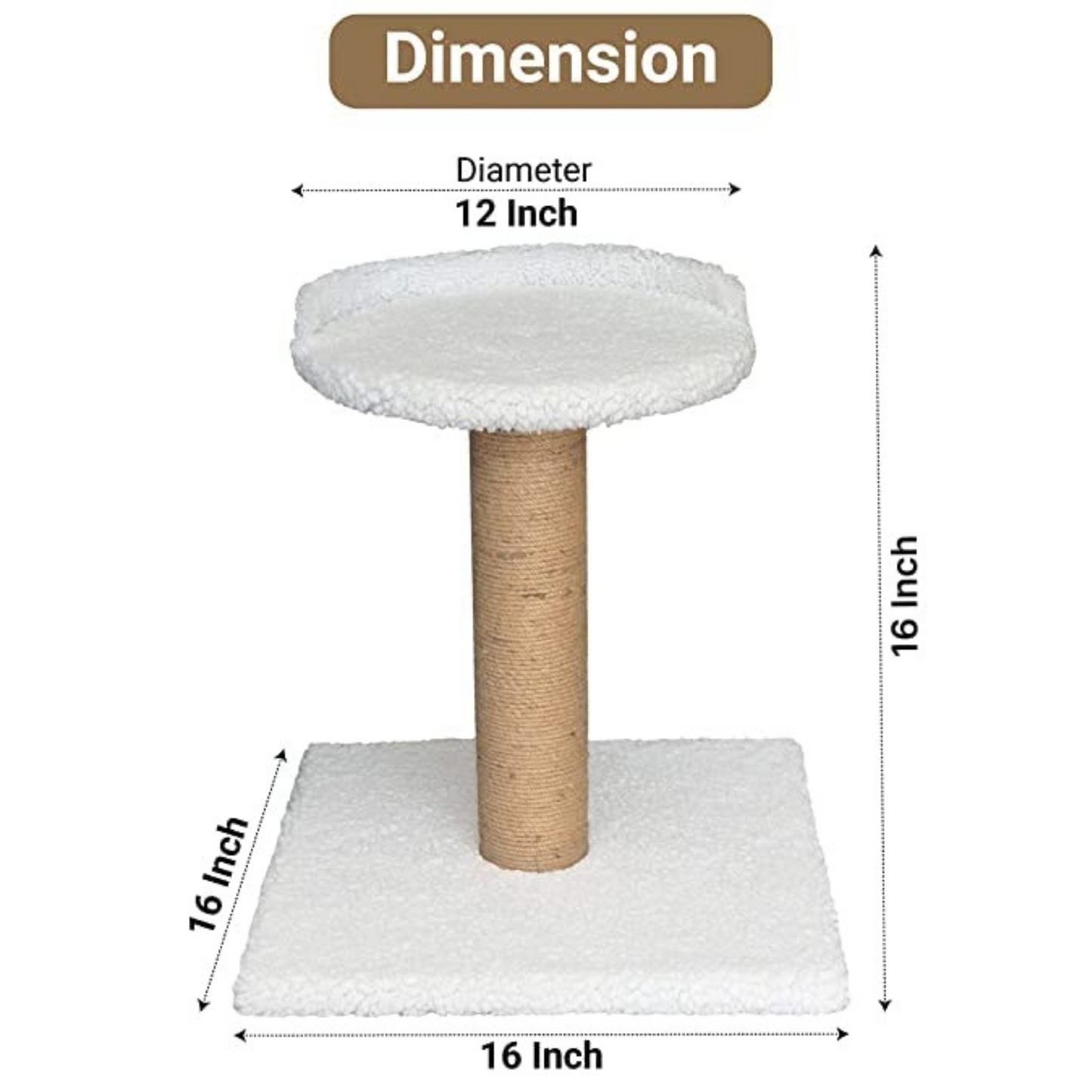 furrlovers Soft Fur Cat Scratching Post Activity Tree with Sisal Rope (White)