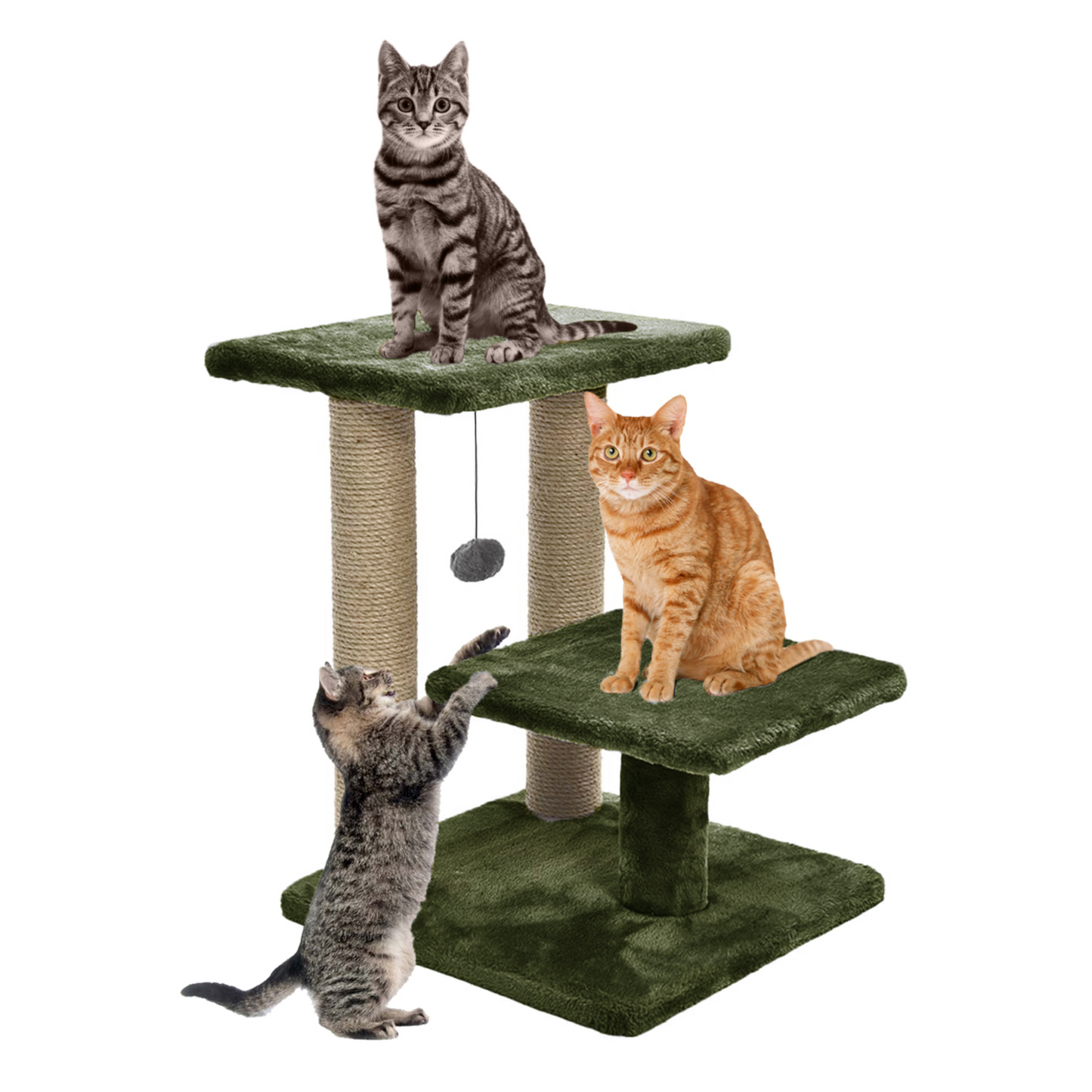 Cozy Cat Tree with Scratching Posts, Platforms and Dangling Toy