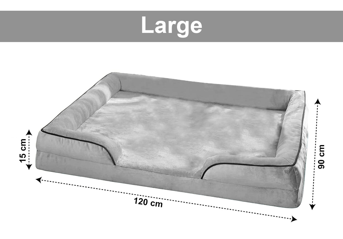 Grey colour Sofa style Furr Fabric Outer Holland Velvet Dog Cat Pet Bed With Removable Cover Comfortable for All Types of Dog Breeds and Cats