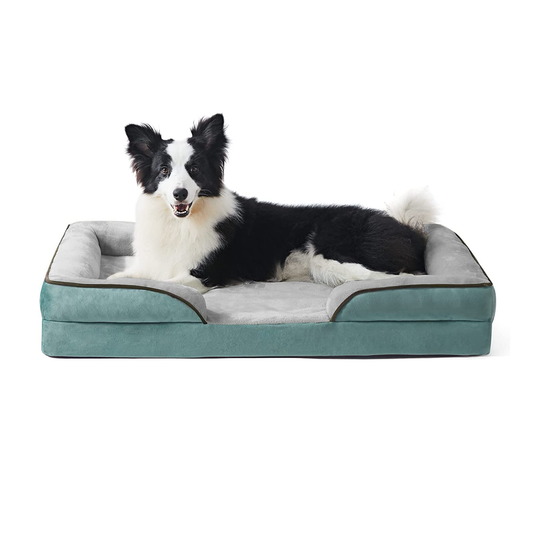 Aqua colour Sofa style Furr Fabric Outer Holland Velvet Dog Cat Pet Bed With Removable Cover Comfortable for All Types of Dog Breeds and Cats