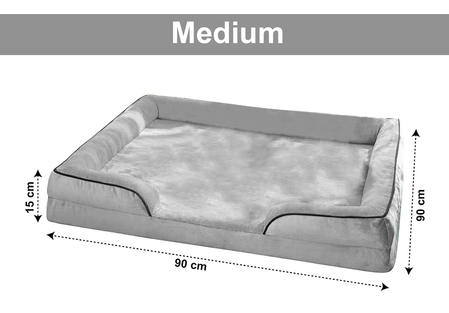 Grey colour Sofa style Furr Fabric Outer Holland Velvet Dog Cat Pet Bed With Removable Cover Comfortable for All Types of Dog Breeds and Cats