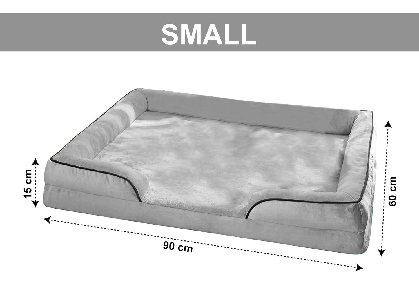 Grey colour Sofa style Furr Fabric Outer Holland Velvet Dog Cat Pet Bed With Removable Cover Comfortable for All Types of Dog Breeds and Cats