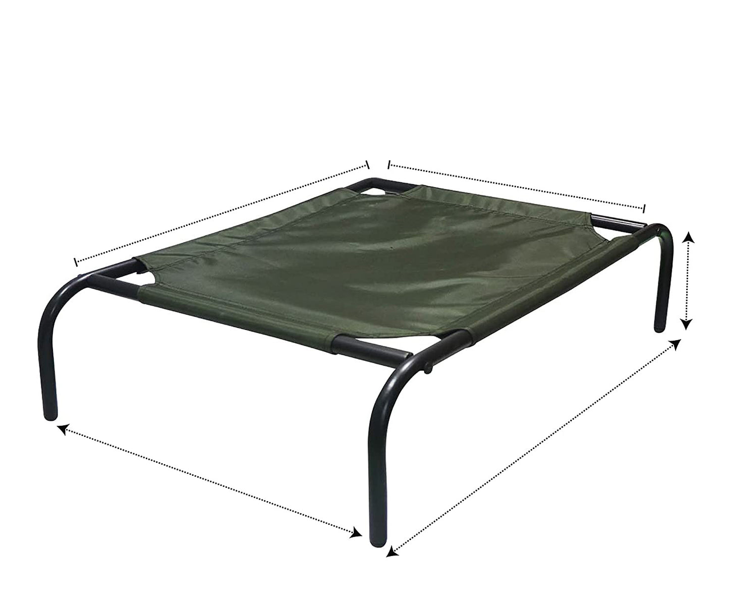 Green Elevated Raised Cooling Cots Bed for Dogs, Cats Portable Indoor & Outdoor Pet Hammock with Skid-Resistant Feet, Frame with Breathable Canvas Cloth. (GREEN)