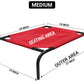 Red Elevated Raised Cooling Cots Bed for Dogs, Cats Portable Indoor & Outdoor Pet Hammock with Skid-Resistant Feet, Frame with Breathable Canvas Cloth.